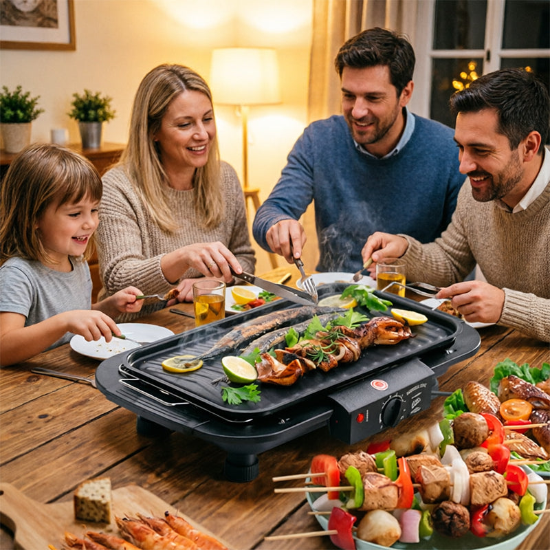Portable Stainless Steel Electric Grill | 6 Heat Levels | Ideal for Indoor Cooking, Outdoor Camping & Home Parties