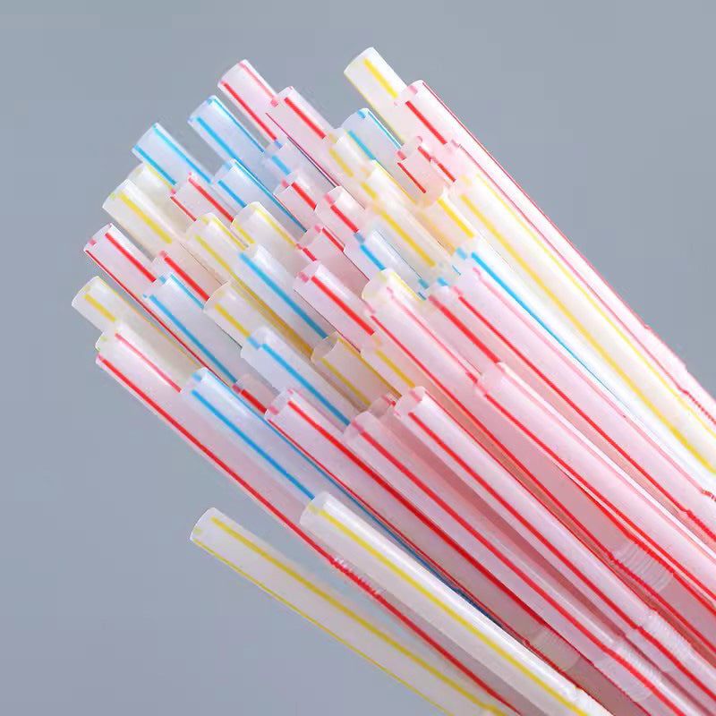 Flexible Colorful Plastic Straws 100-Pack, Bendable Extra Long