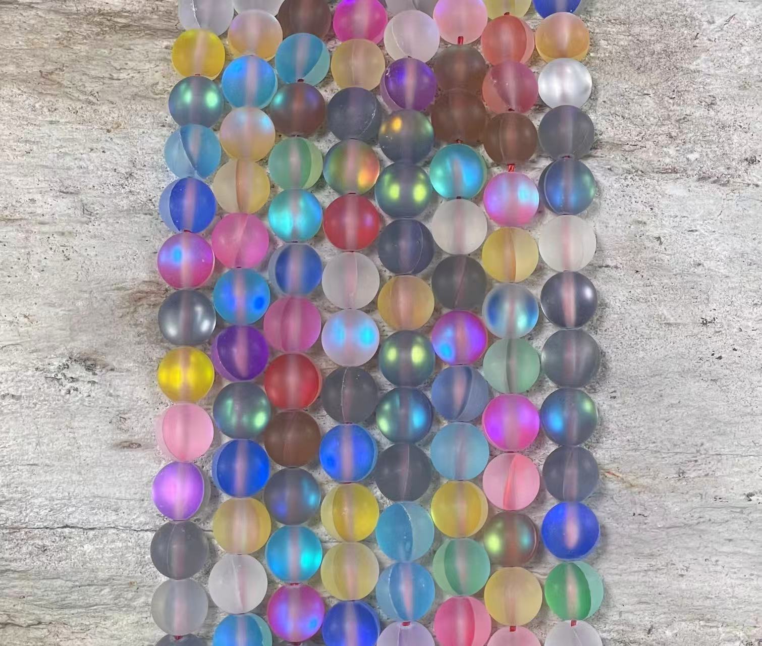 Matte Mermaid Glass Beads aka Mystic Aura Quartz, Round 6mm 8mm-4