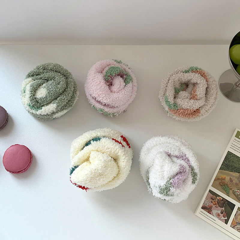 Coral Fleece Thickened Warm Colorful Cartoon Fruit Socks