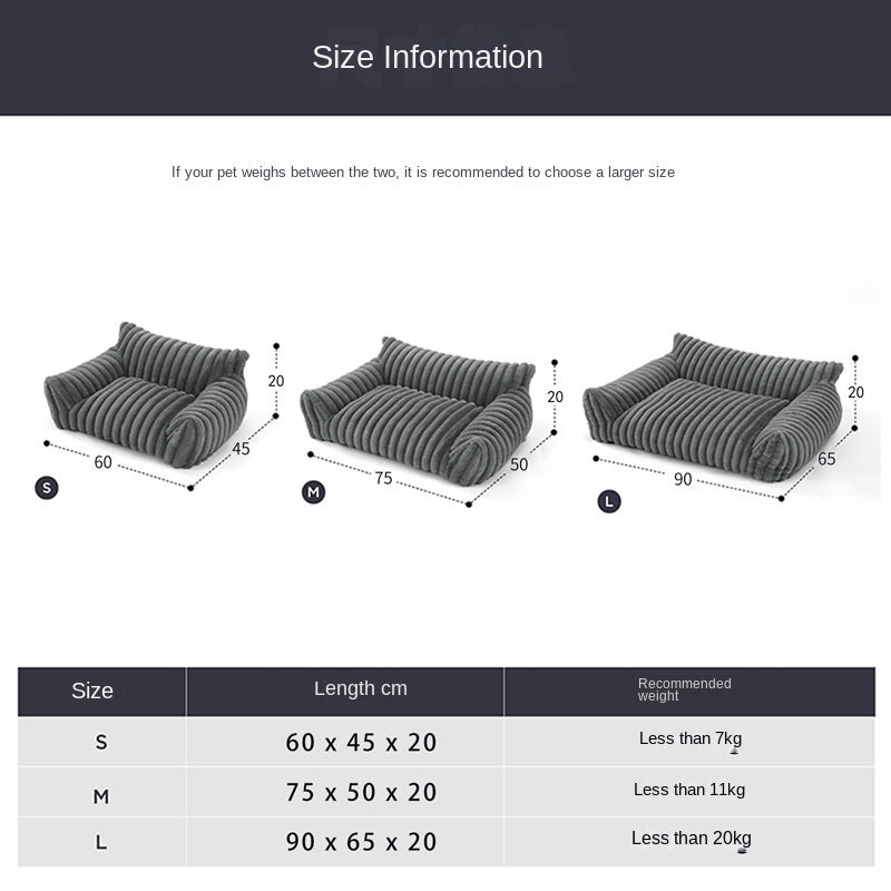 Pet Sofa with Removable Washable Cover, All-Season Pet Mattress with Rabbit Fur Plush Dog Bed