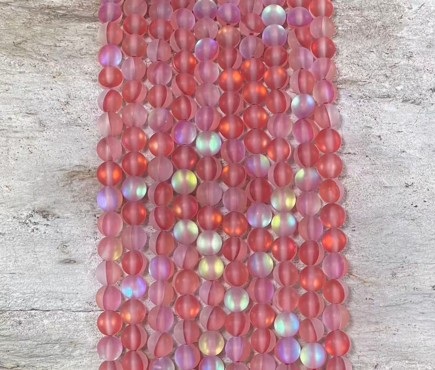 Matte Mermaid Glass Beads aka Mystic Aura Quartz, Round 6mm 8mm-9