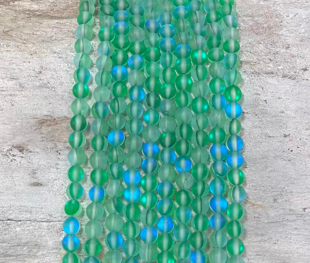 Matte Mermaid Glass Beads aka Mystic Aura Quartz, Round 6mm 8mm-5