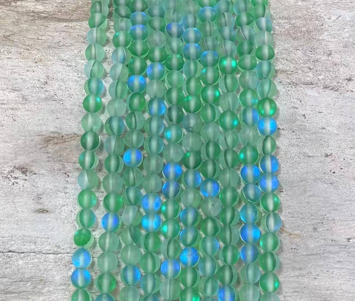 Matte Mermaid Glass Beads aka Mystic Aura Quartz, Round 6mm 8mm-5