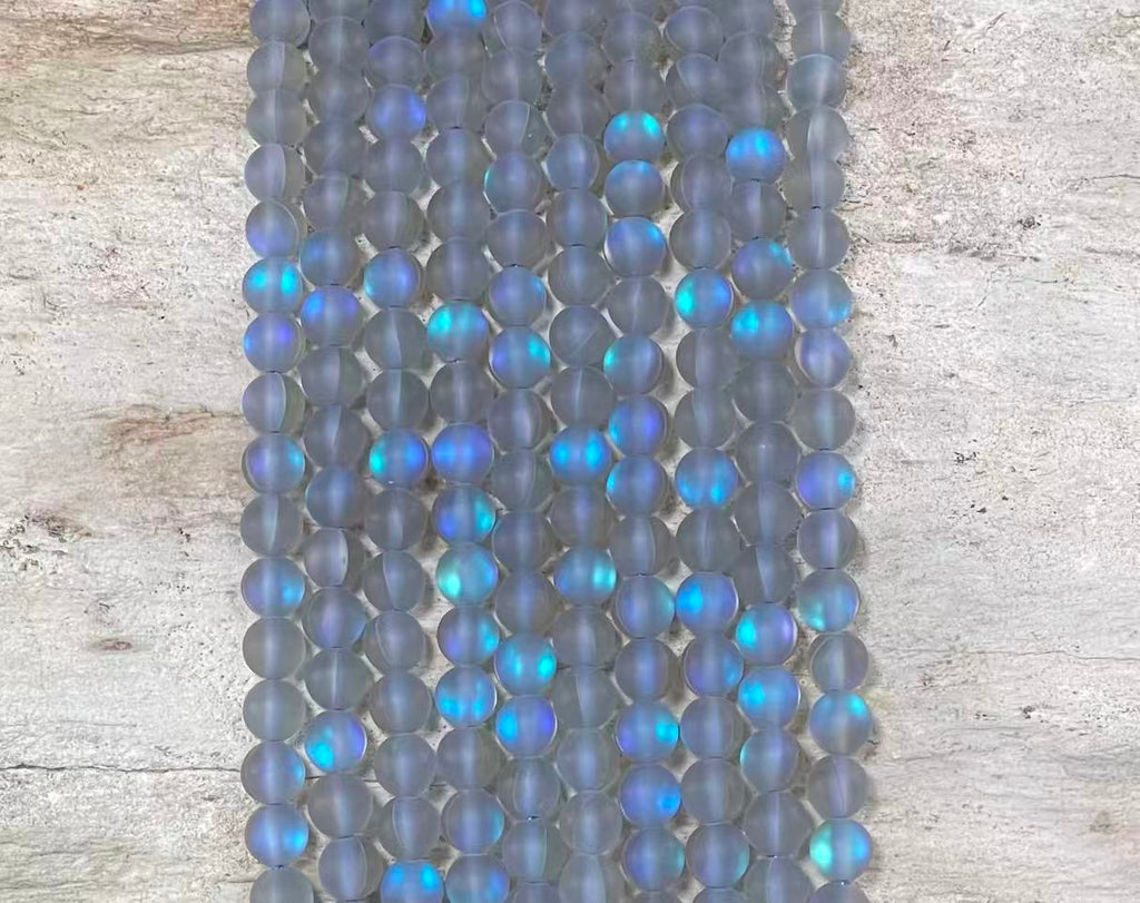 Matte Mermaid Glass Beads aka Mystic Aura Quartz, Round 6mm 8mm-11