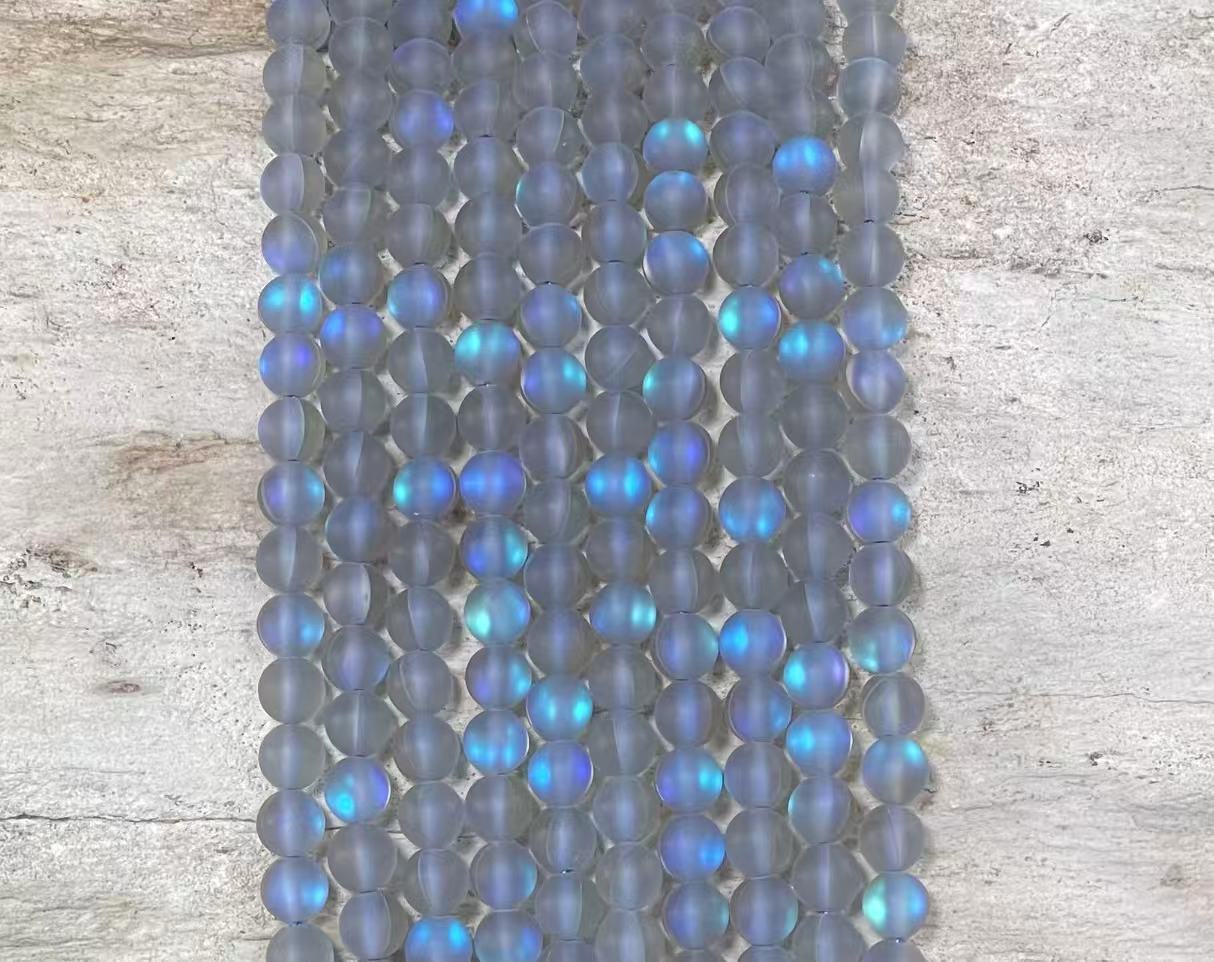 Matte Mermaid Glass Beads aka Mystic Aura Quartz, Round 6mm 8mm-11