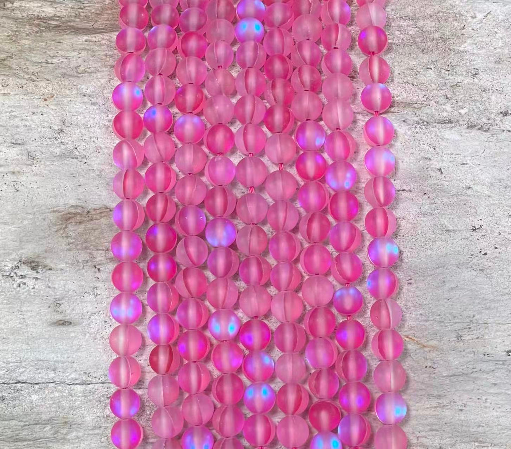 Matte Mermaid Glass Beads aka Mystic Aura Quartz, Round 6mm 8mm-7