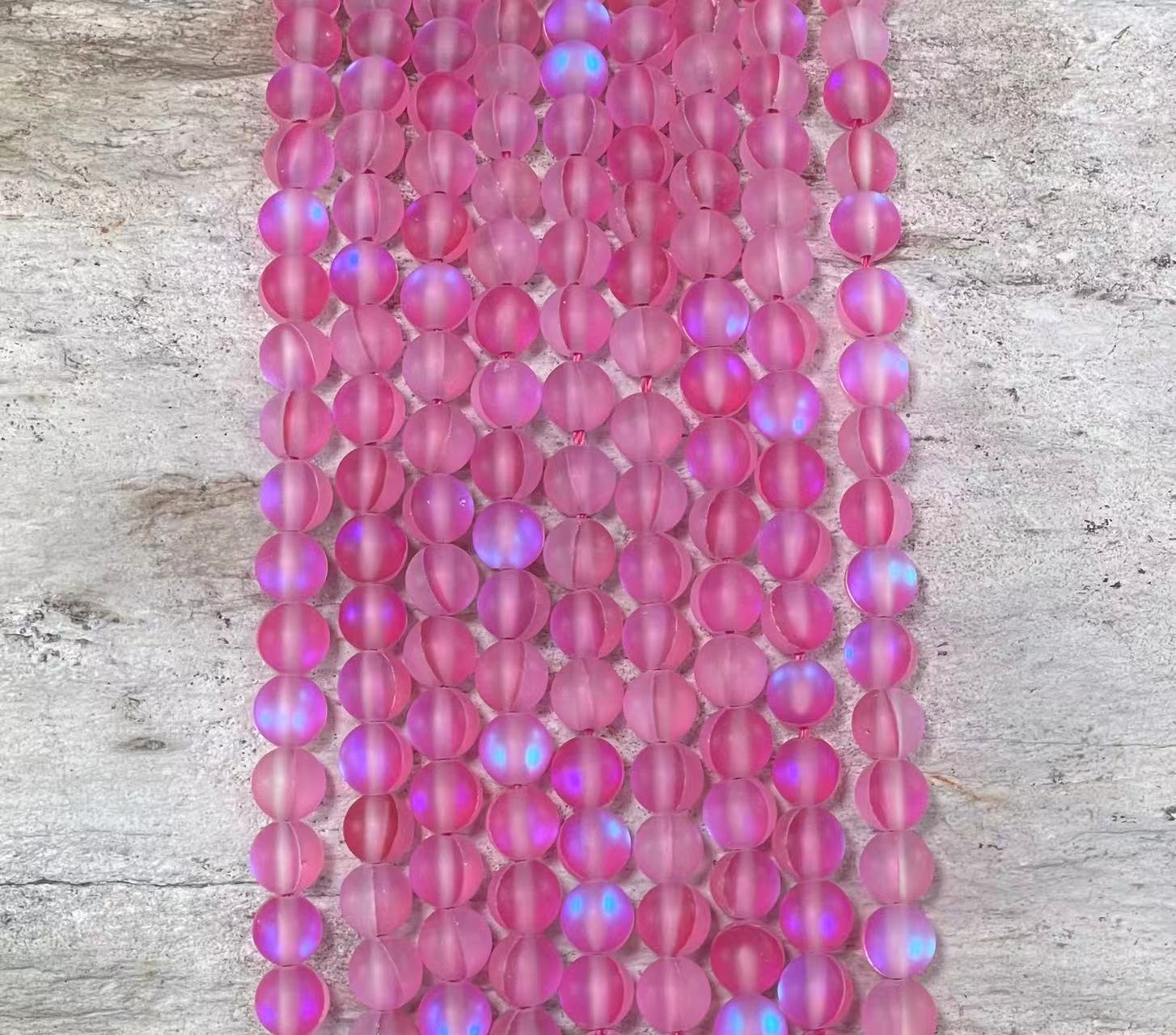 Matte Mermaid Glass Beads aka Mystic Aura Quartz, Round 6mm 8mm-7