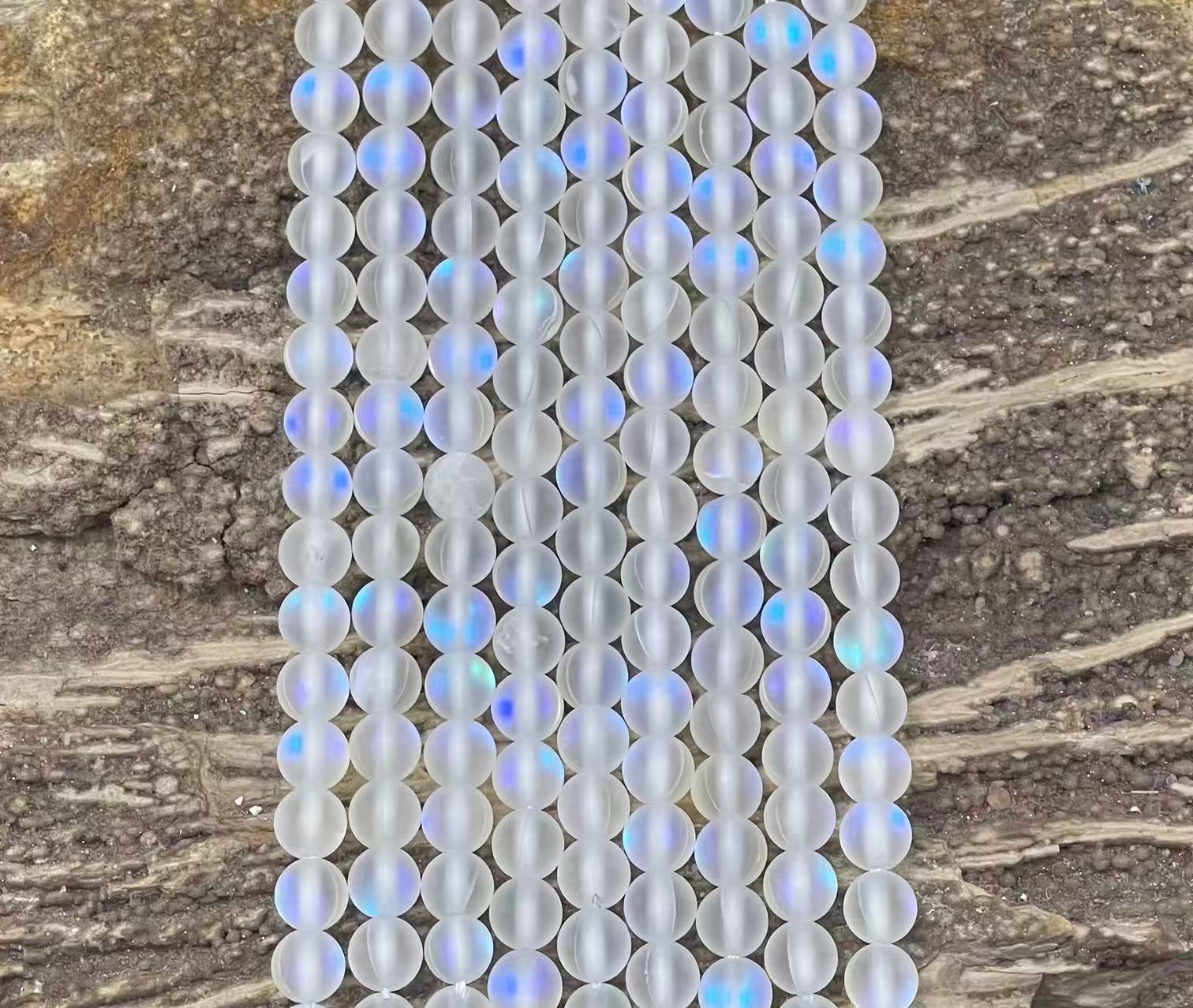 Matte Mermaid Glass Beads aka Mystic Aura Quartz, Round 6mm 8mm-1