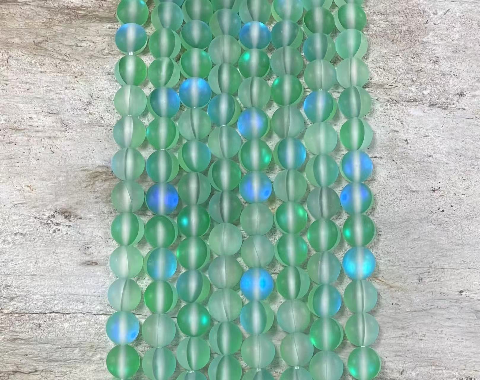 Matte Mermaid Glass Beads aka Mystic Aura Quartz, Round 6mm 8mm-6