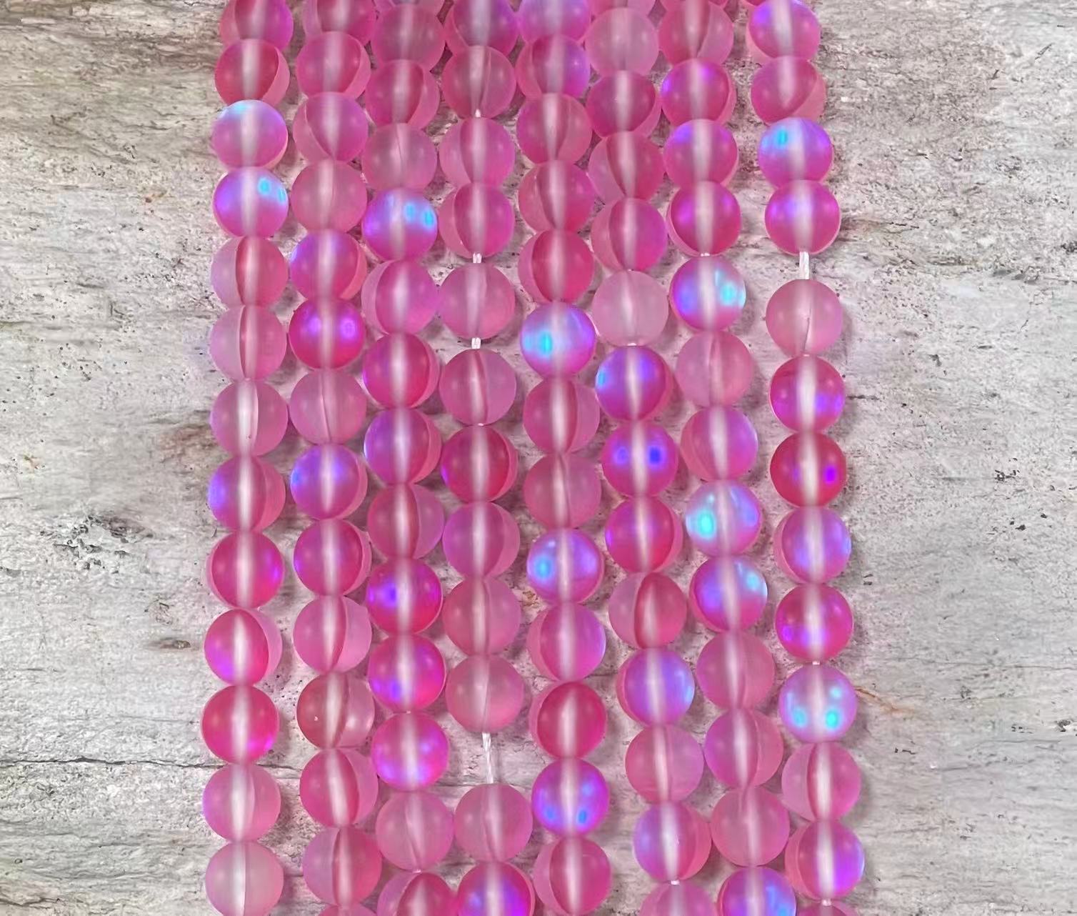 Matte Mermaid Glass Beads aka Mystic Aura Quartz, Round 6mm 8mm-8