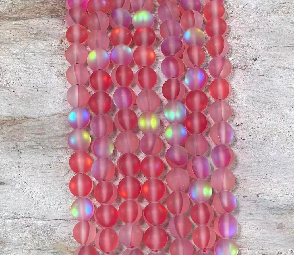 Matte Mermaid Glass Beads aka Mystic Aura Quartz, Round 6mm 8mm-10