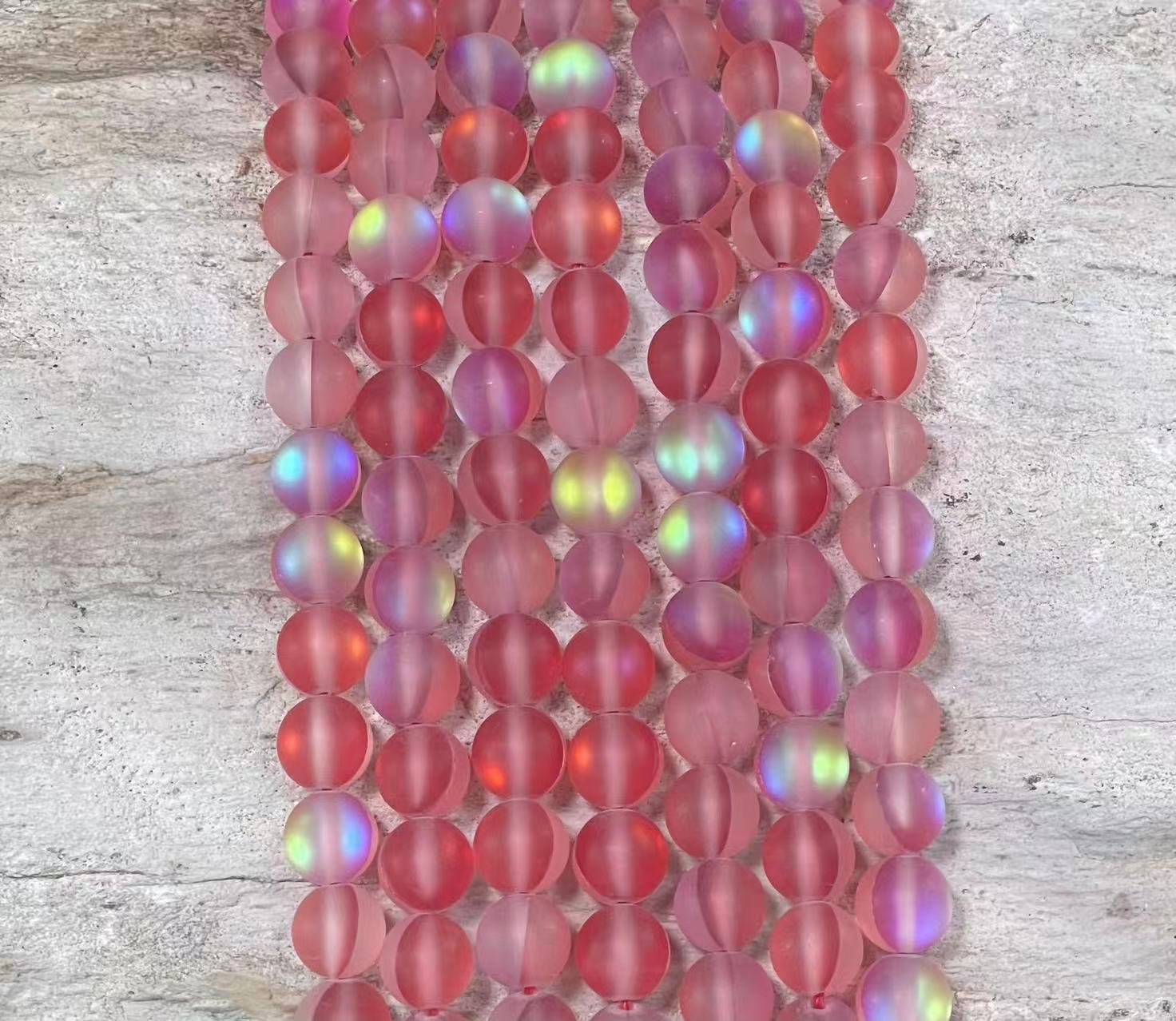 Matte Mermaid Glass Beads aka Mystic Aura Quartz, Round 6mm 8mm-10
