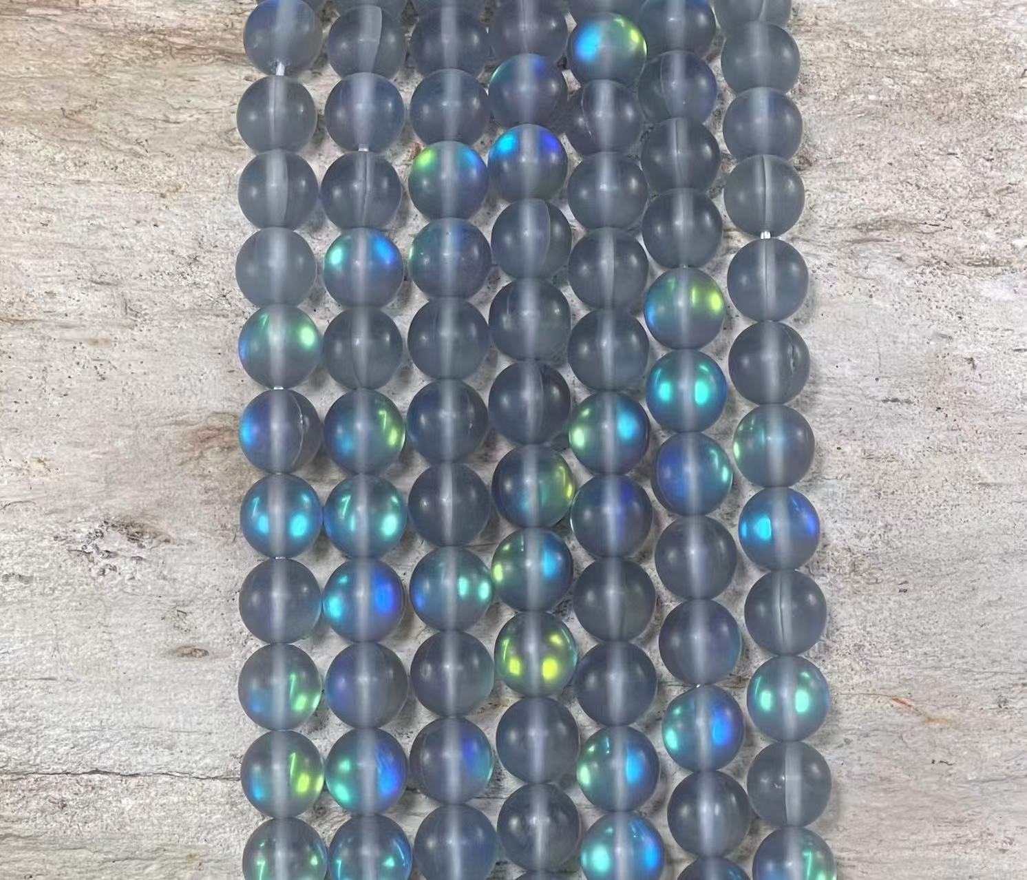 Matte Mermaid Glass Beads aka Mystic Aura Quartz, Round 6mm 8mm-12