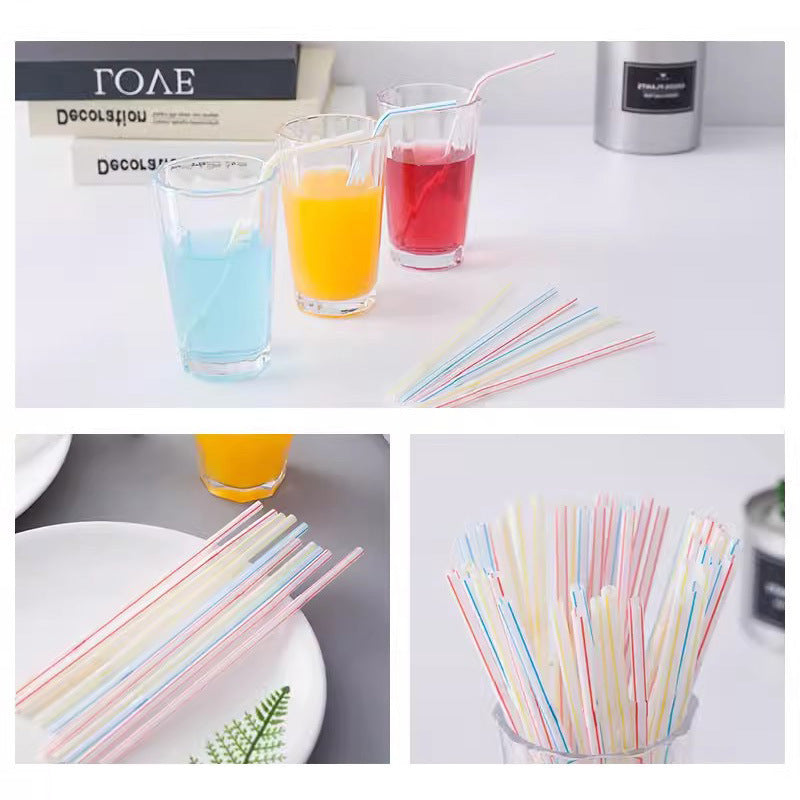 Flexible Colorful Plastic Straws 100-Pack, Bendable Extra Long