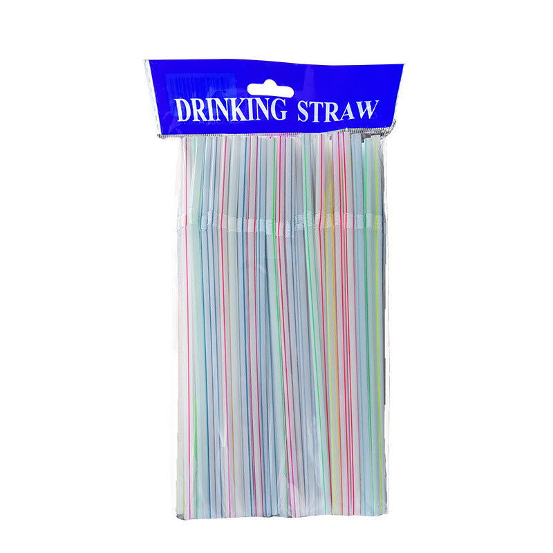 Flexible Colorful Plastic Straws 100-Pack, Bendable Extra Long