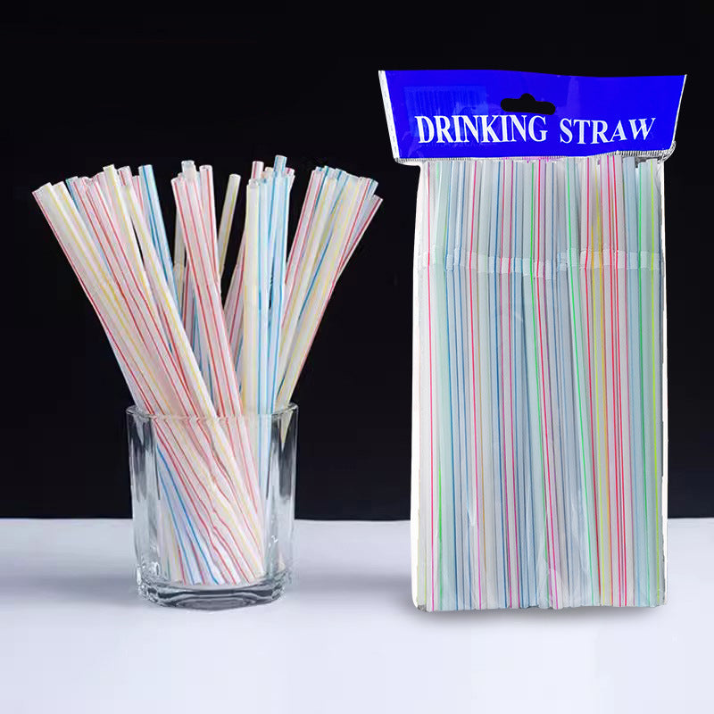 Flexible Colorful Plastic Straws 100-Pack, Bendable Extra Long