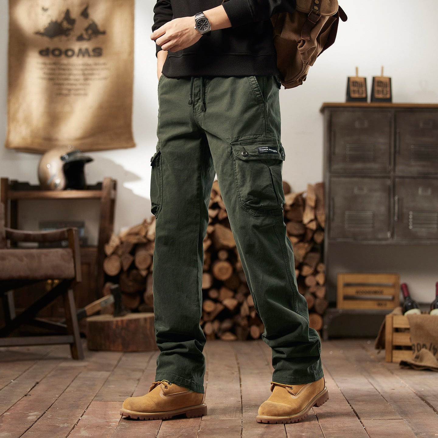 Leg Pants for Men Outdoor Loose Fit Hiking Tactical Trousers
