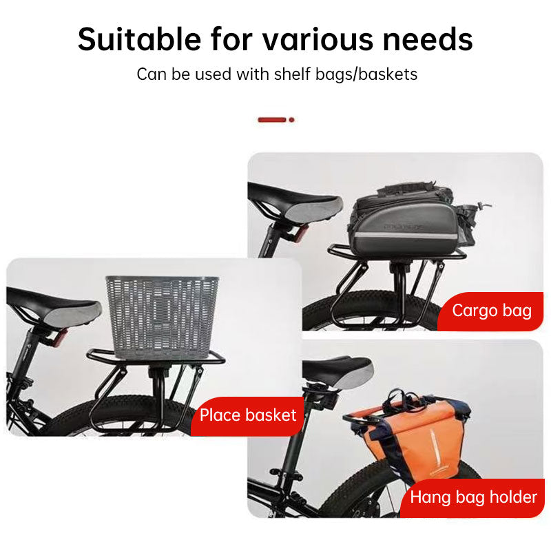Aluminum Alloy Rear Bike Rack, Universal Cargo Carrier for Mountain, Road & Adventure Bicycles