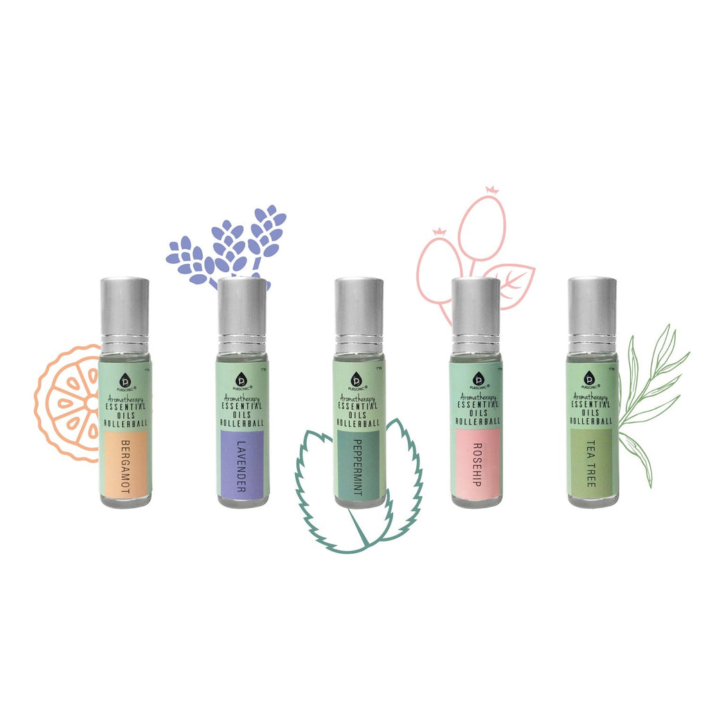 Aromatherapy Essential Oils Rollerballs (Bergamot, Lavender, Peppermint, Rosehip, Tea Tree)-0
