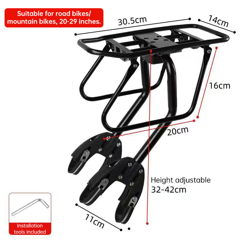 Aluminum Alloy Rear Bike Rack, Universal Cargo Carrier for Mountain, Road & Adventure Bicycles