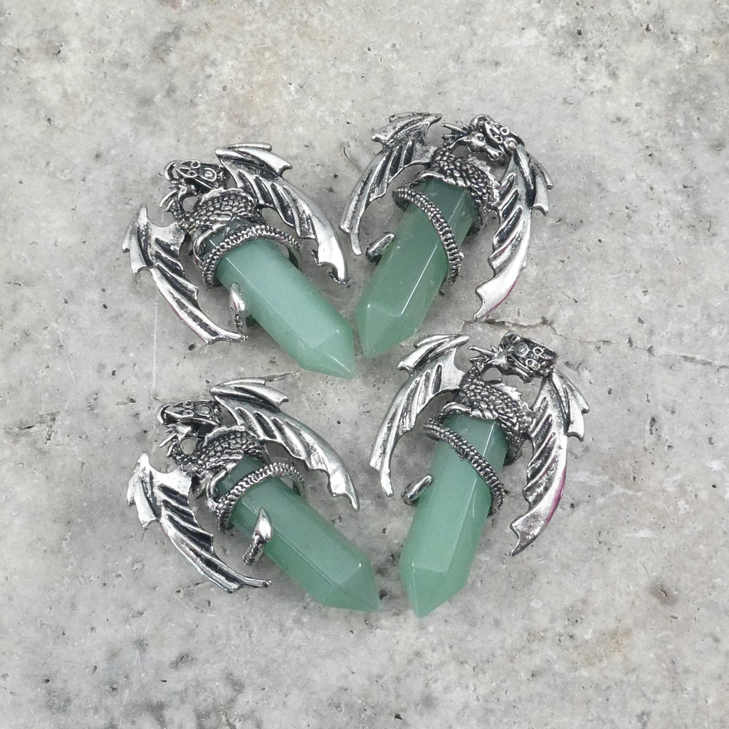 Green Aventurine Flying Dragon Point Pendant 34x50mm-4