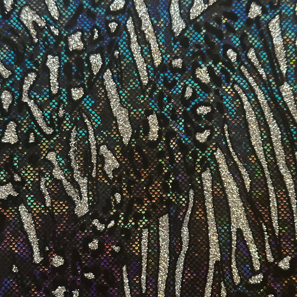 Cheetah Flocking Glitters 4-Way Nylon Stretch Fabric | Spandex Palace-4