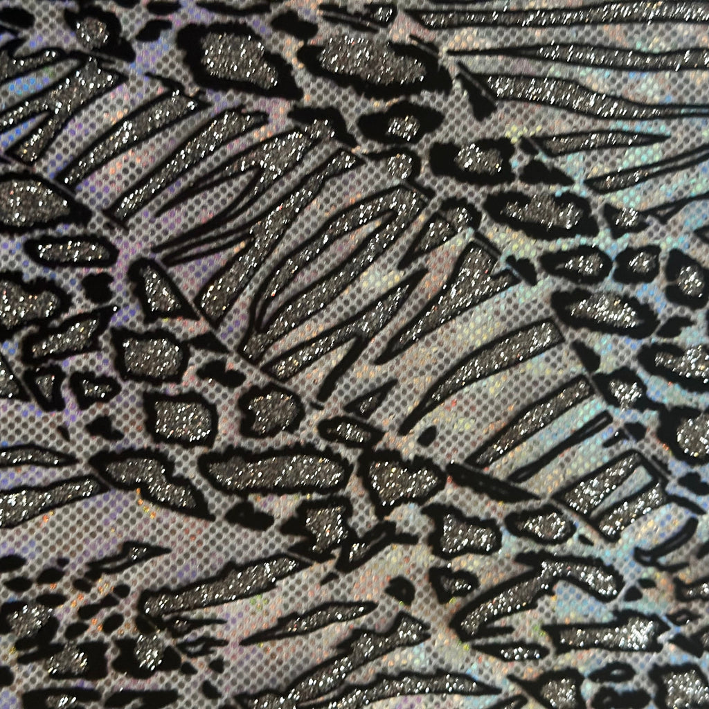 Cheetah Flocking Glitters 4-Way Nylon Stretch Fabric | Spandex Palace-5