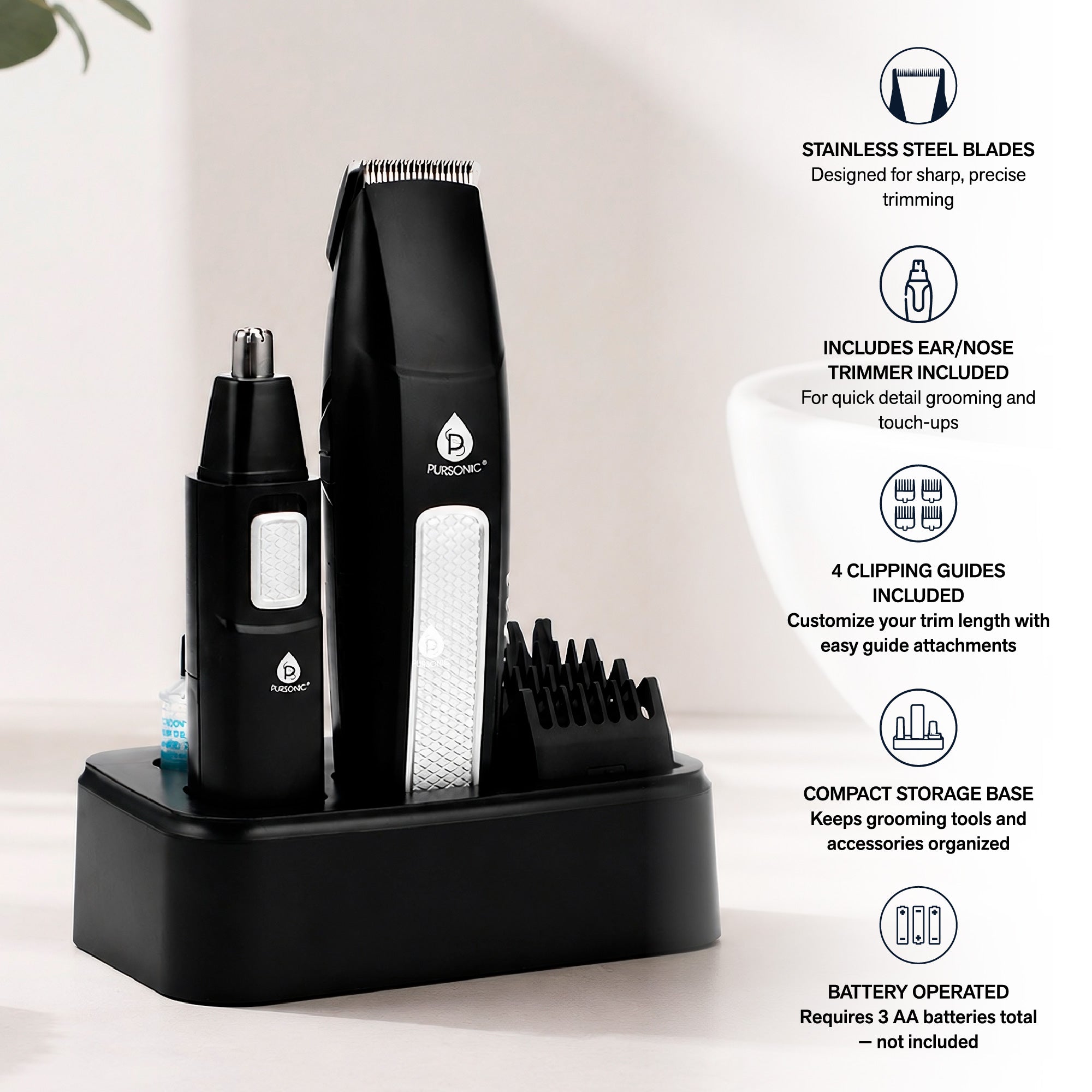 Men's 10-Piece Grooming Kit – Hair, Beard, Nose & Ear Trimmer-1