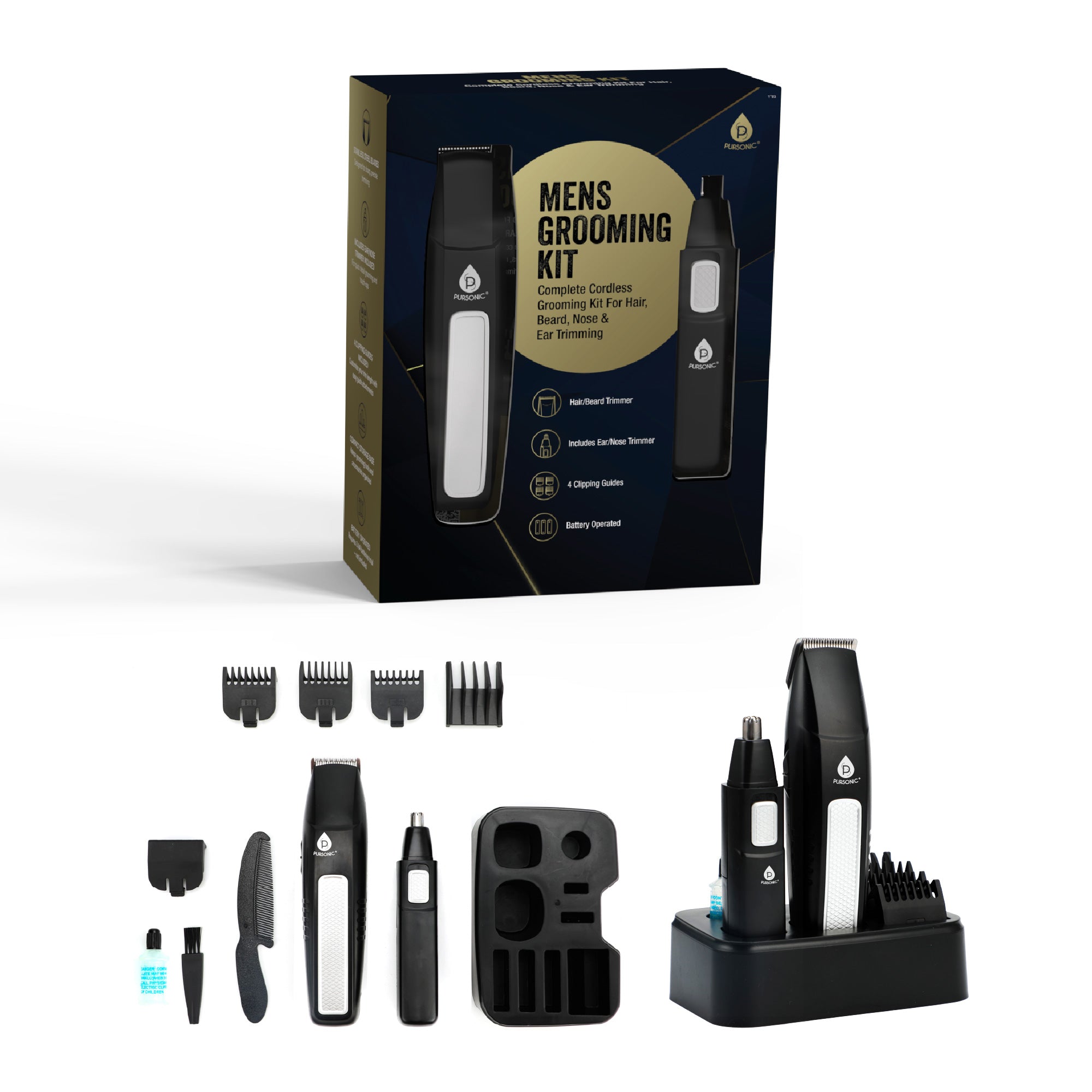 Men's 10-Piece Grooming Kit – Hair, Beard, Nose & Ear Trimmer-0