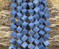 Natural Blue Coral Side Hole Cube 8-9mm 12-13mm-3