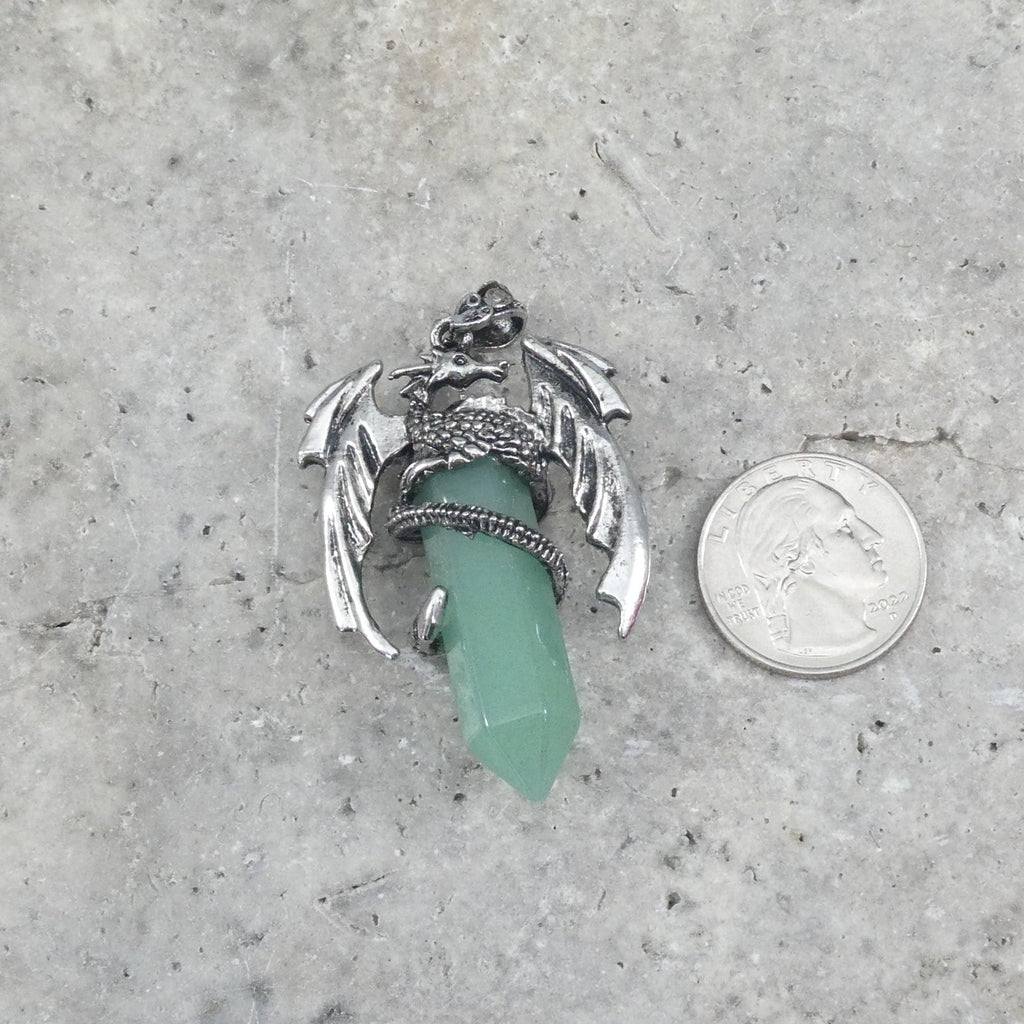 Green Aventurine Flying Dragon Point Pendant 34x50mm-1